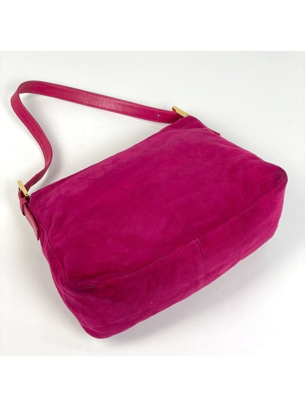 Fendi Zucca Pattern Shoulder Bag Mamma Baguette Suede Pink - Picture 2 of 10
